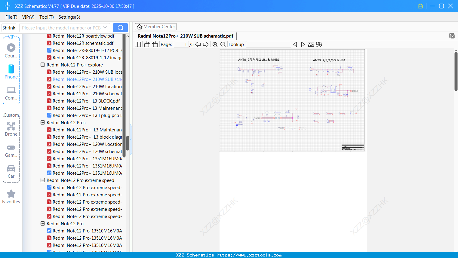 Xiaomi Redmi Note12Pro+ 210W SUB Schematic